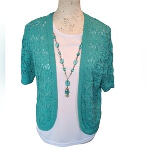 Alfred Dunner Coastal 2fer Top With Necklace Size Medium